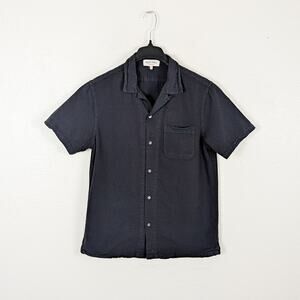 Alex Mill Men's Seersucker Camp Shirt in Washed Black Cotton size Medium